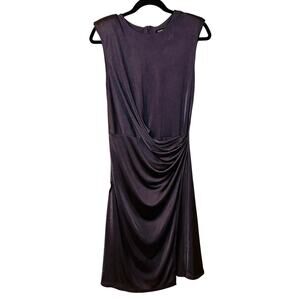 Express Metallic Silver Gray Sleeveless Wrap Regency Dress Size M Classic Sleek